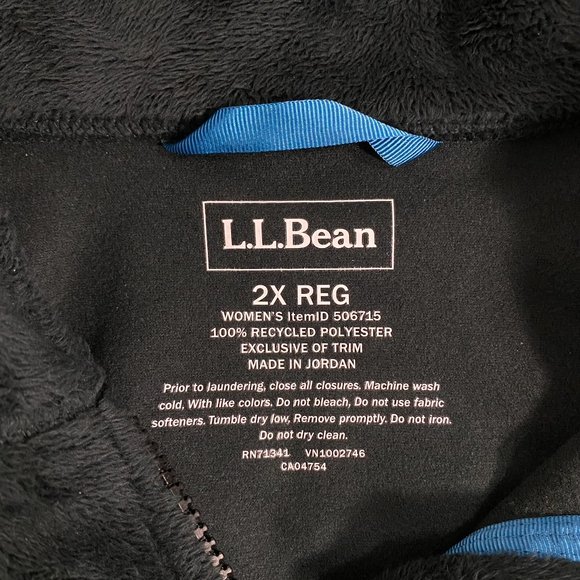 LL Bean Womens Vest Sweater Zip Up Fleece Recycled Black Sz 2XL - Picture 4 of 11